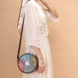 Fashion Patchwork Mini Women's Leather Bags Round Design Bag for Women's Shoulder Bag Genuine Leather Small Crossbody Bags