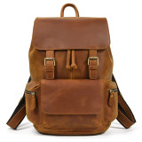 15.6 Inch Laptop Backpack Vintage Fashion Men Women Leather Backpack Travel Bag Male Female Leather Backpacks Daypack School Bag