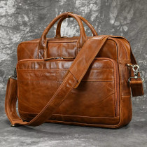 Real Cowskin Men's Shoulder Bags Genuine Leather Bussiness Laptop Bag 15.6 16 17.3 Inch Computer Bag Men Briefcase Bags Vintage