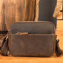 Crazy Horse leather men's crossbody bag Men's bag Retro shoulder bag men's leather ipad messenger bag fashion sling bags for man