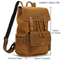 15.6 Inch Laptop Backpack Vintage Fashion Men Women Leather Backpack Travel Bag Male Female Leather Backpacks Daypack School Bag