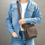 Vintage Style Leather Shoulder Bag Crossbody Men Bags Genuine Leather Sling Bag Cow Leather Small Bags One Shoulder Bag For Male