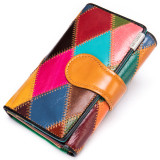 Elegant ladies hand wallet short purse color splicing coin purse multi card luxury first layer cowhide money clip purse designer