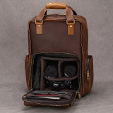 New Design Leather Backpack for Camera Genuine Leather Bagpack For Men Male Travel Bag for DSLR Cameras Bag Large Capacity