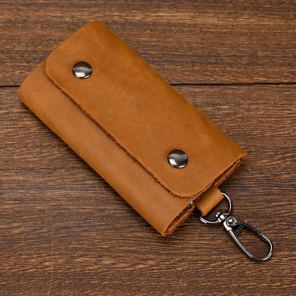 Key Wallet Leather Housekeeper Holders Car Keychain Key Holder Bag Case Unisex Wallet Cover Simple Solid Color Storage Bag