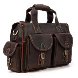 Leather Handbags for men male genuine leather business briefcase for man men's real cow skin shoulder bag tote bags brown