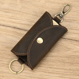 100% Crazy Horse Leather Keycase Bag Cowhide Men Women Key Wallet Clip Car Bag Genuine Leather Retro Fashion Key Cases Wholesale