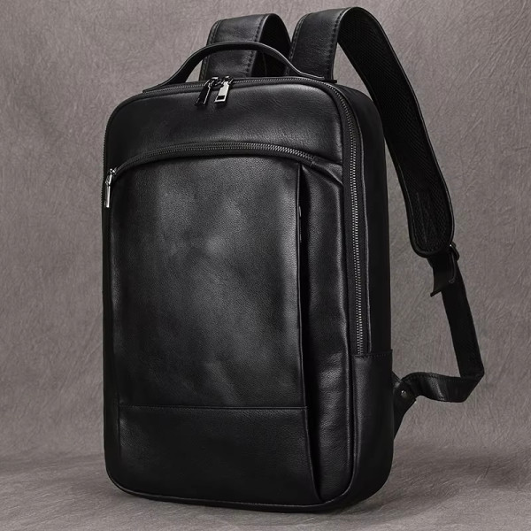 Fashion Design Leather Backpack for Men Genuine Leather Male Bagpack Travel Bag Large Capacity Computer Backpack Laptop Bag 15.6