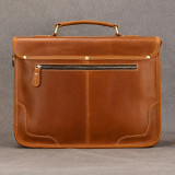 Real Cowskin Men Briefcase Bag Crazy Horse Leather Shoulder Messenger Bag Quality Office Tote Handbags for 15.6  Laptop