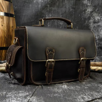 Fashion Retro large capacity leather mens briefcase top layer leather laptop bag computer Messenger bag