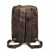 High Quality Leather Backpack Double Zipper Cowhide Backpacks Brief Case Travel Office Dual Use Shoulder Bags Pure Leather