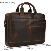 17.3  Business Handbag Genuine Leather Laptop Tote Bag Big Capacity Leather Male Shoulder Bag Men's Working Briefcases Handbags