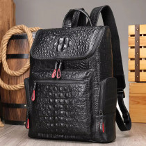 Fashion Alligator Pattern Genuine Leather Backpack for Men Business Laptop Rucksack School Bag Computer Backpack Bag 14 