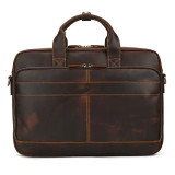17.3  Business Handbag Genuine Leather Laptop Tote Bag Big Capacity Leather Male Shoulder Bag Men's Working Briefcases Handbags