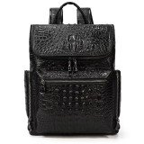 Fashion Alligator Pattern Genuine Leather Backpack for Men Business Laptop Rucksack School Bag Computer Backpack Bag 14 