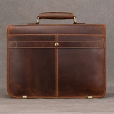 Top Grade Thick Genuine Leather Men Briefcase 15  Laptop Cow Leather Business Bag Tote Man Briefcase With Shoulder Strap