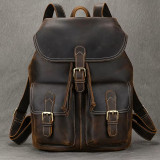 Crazy Horse Leather Business Computer Backpack Men Women Travel Bag Leather Men's Backpack Anti Theft Designer Male Female Bag