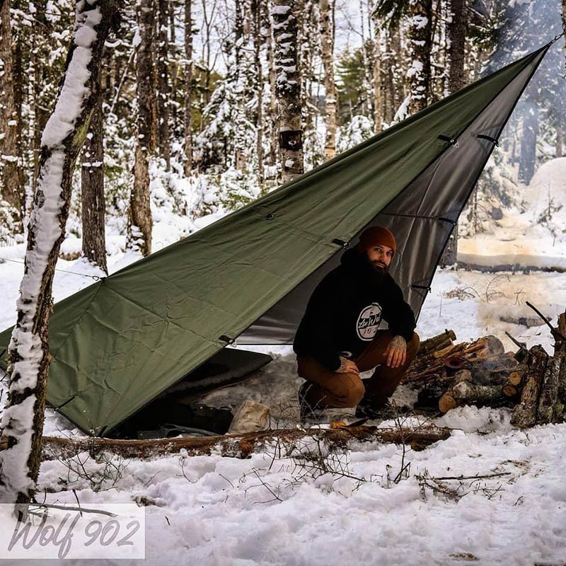 ポモリータープ　ローンウルフ902 Tarp with Stove Jack for Solo Bushcraft and Camping