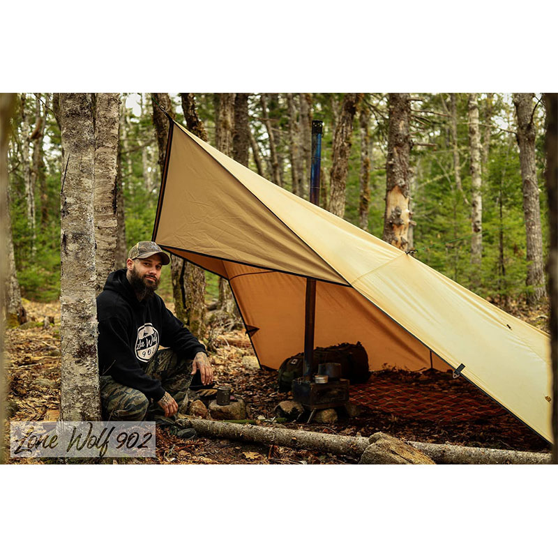 Canvas Shelter with Stove Jack for Solo Bushcraft and Camping