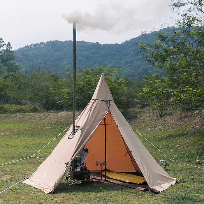 YARN Canvas Tent | 2 Person Tipi Tent with Wood Stove Jack for All Season Camping