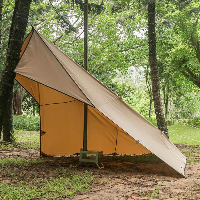 Rhombus Bushcraft Shelter with Stove Jack | Canvas Wolf Den Tarp 2.0 | Lonewolf902 Signature