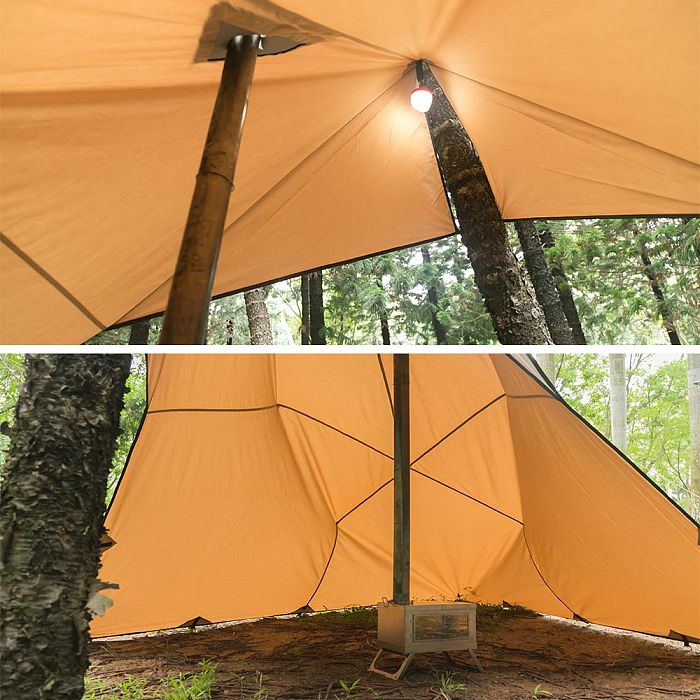 Rhombus Bushcraft Shelter with Stove Jack | Canvas Wolf Den Tarp 2.0 | Lonewolf902 Signature