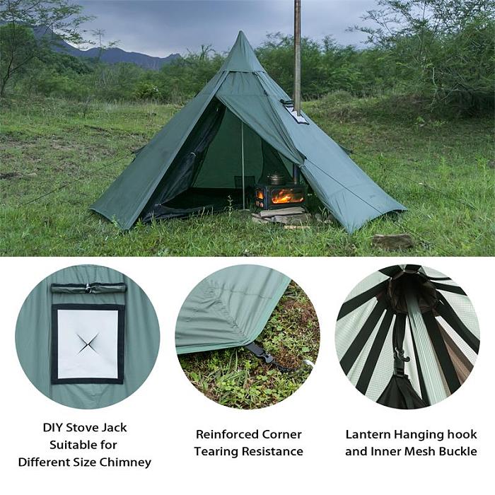 HUSSAR Ultralight Hot Tent | 1-2 Person Tipi Tent with Wood Stove Jack for Winter Camping