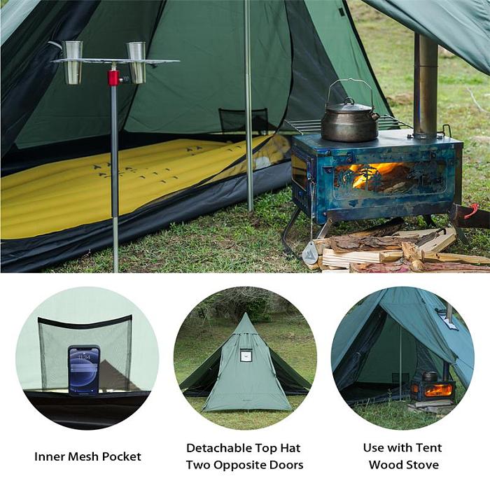 HUSSAR Ultralight Hot Tent | 1-2 Person Tipi Tent with Wood Stove Jack for Winter Camping
