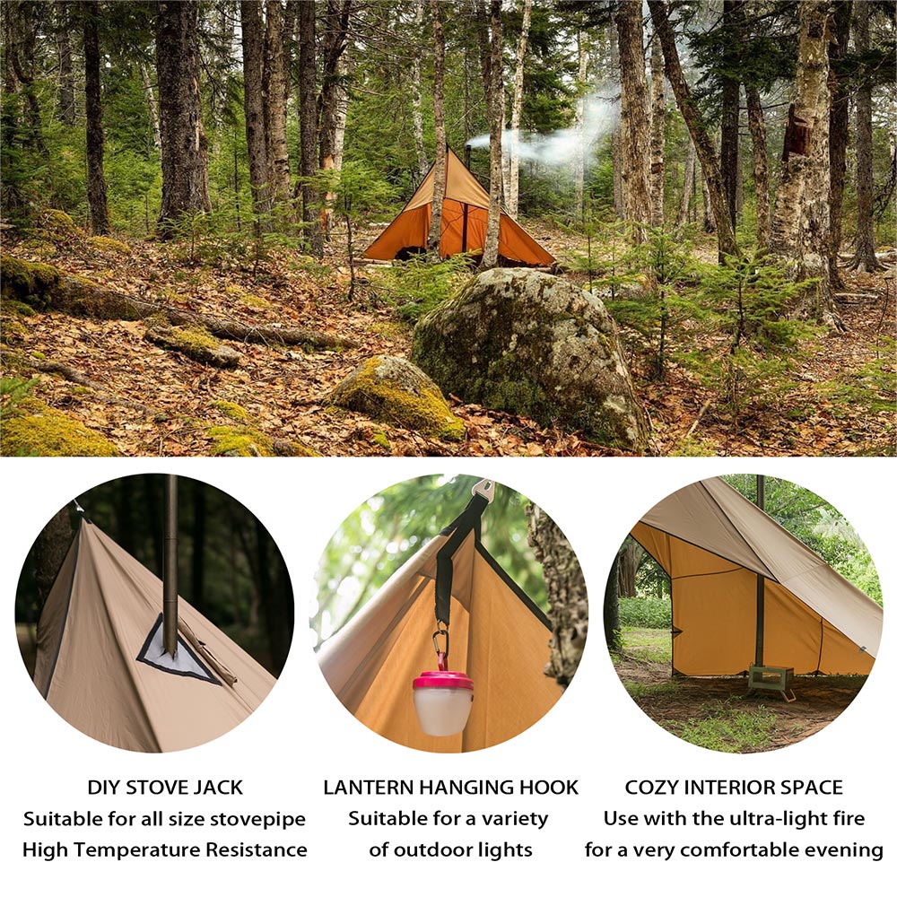 Canvas Shelter with Stove Jack for Solo Bushcraft and Camping