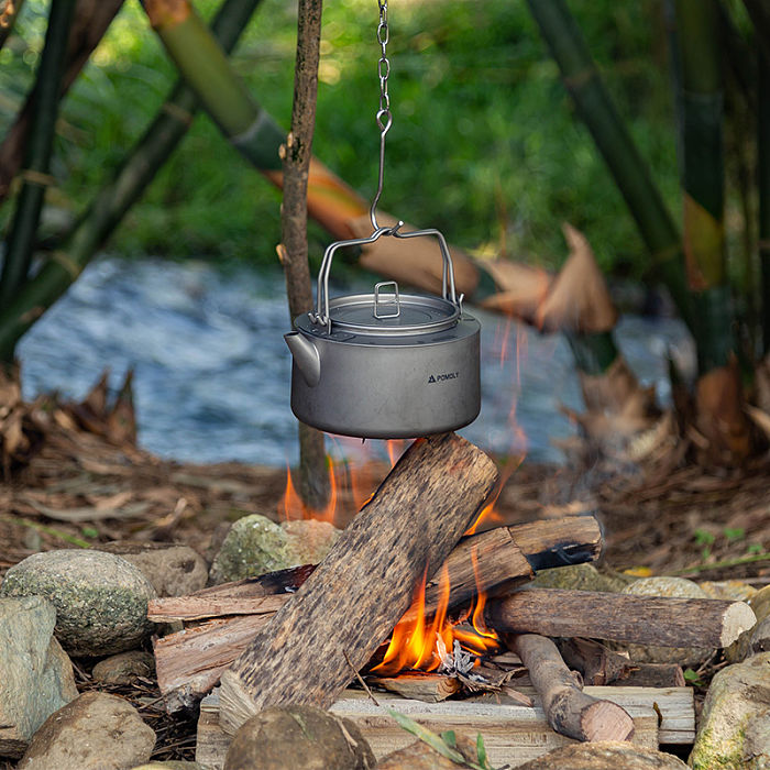 POMOLY Titanium Kettle 1000ml | Ultralight Backpacking Coffee Pot | POMOLY