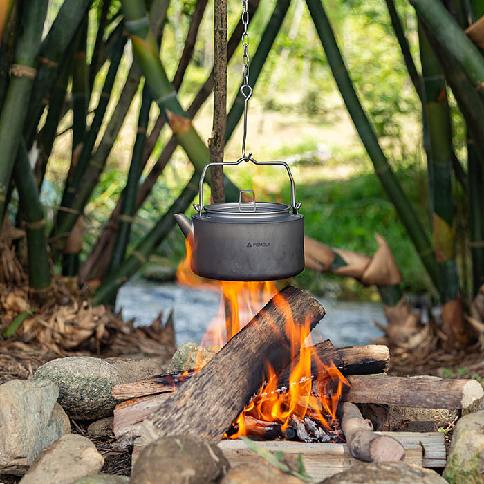 POMOLY Titanium Kettle 1000ml | Ultralight Backpacking Coffee Pot | POMOLY