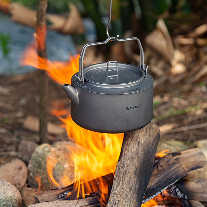 POMOLY Titanium Kettle 1000ml | Ultralight Backpacking Coffee Pot | POMOLY