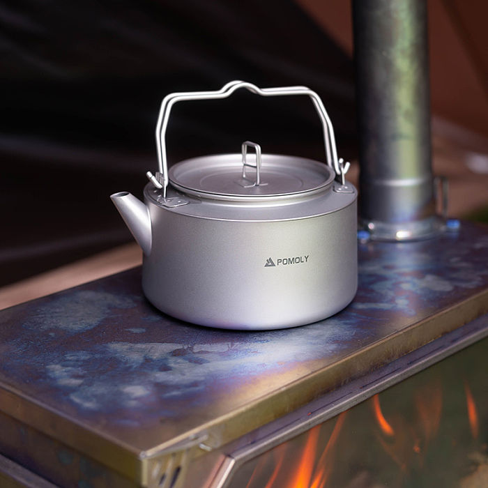 POMOLY Titanium Kettle 1000ml | Ultralight Backpacking Coffee Pot | POMOLY