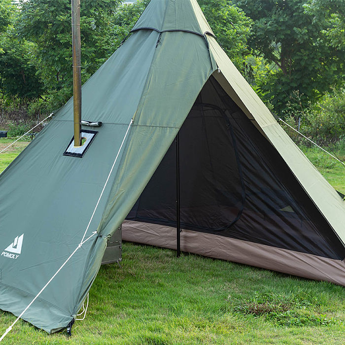 HEX Plus Camping Hot Tent | 2-6 Person Tipi Tent with Wood Stove Jack for All Season Camping