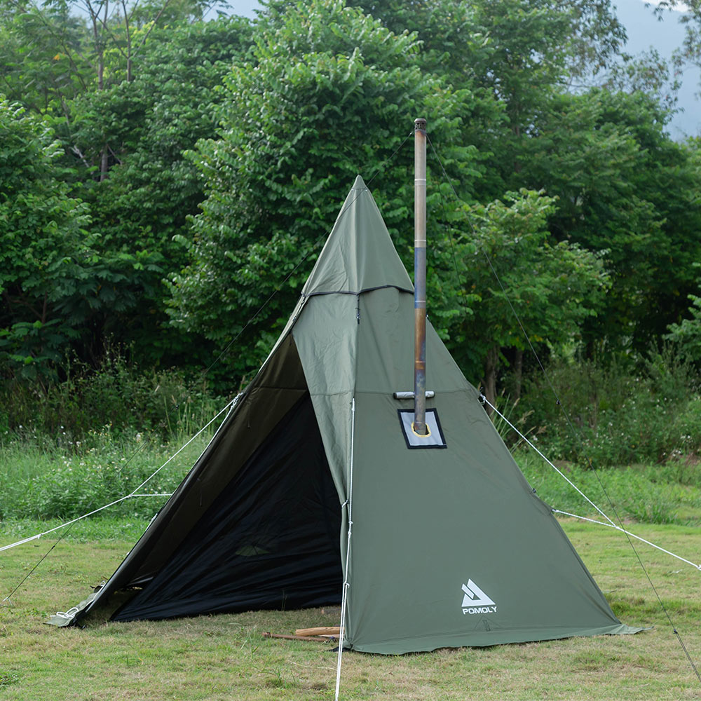 POMOLY キャンプテント グリーン HEX Hot Tent with Wood Stove Jack 2-3 Person