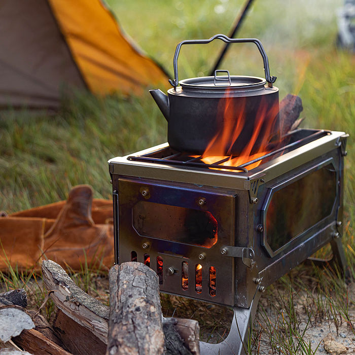 T-Brick Mini | Portable Titanium Wood Stove for Solo Hot Tent Camping | POMOLY New Series
