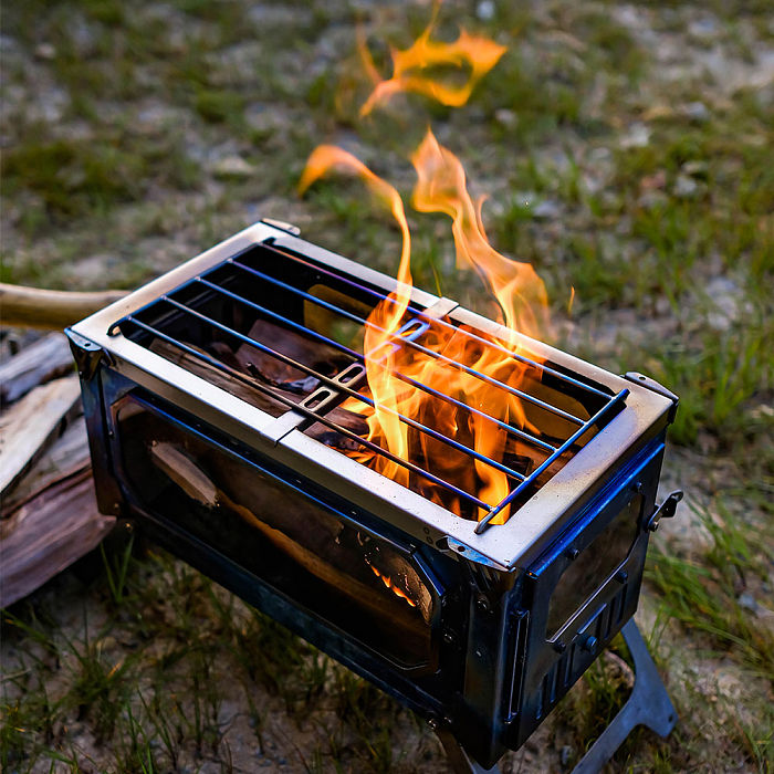 T-Brick | Portable Titanium Wood Stove for Hot Tent Camping | POMOLY