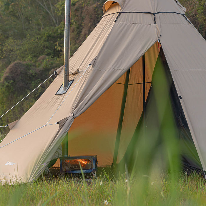 YARN Octa Canvas Hot Tent | 3-5 Person Tipi Tent with Wood Stove Jack for All Season Camping | POMOLY New Arrival