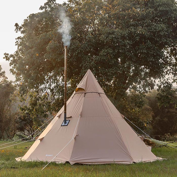 YARN Octa Canvas Hot Tent | 3-5 Person Tipi Tent with Wood Stove Jack for All Season Camping | POMOLY New Arrival