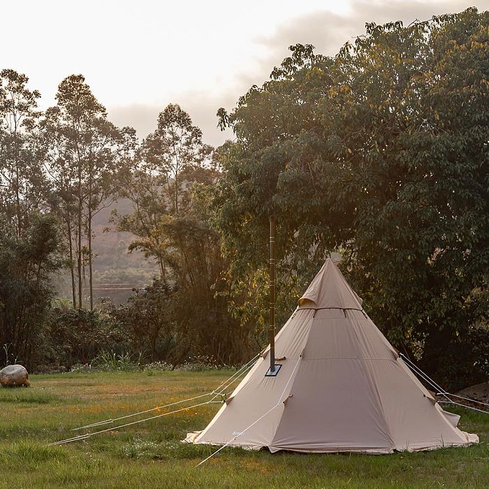 YARN Octa Canvas Hot Tent | 3-5 Person Tipi Tent with Wood Stove Jack for All Season Camping | POMOLY New Arrival