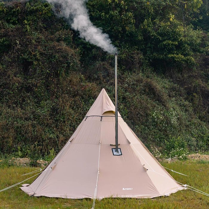 YARN Octa Canvas Hot Tent | 3-5 Person Tipi Tent with Wood Stove Jack for All Season Camping | POMOLY New Arrival