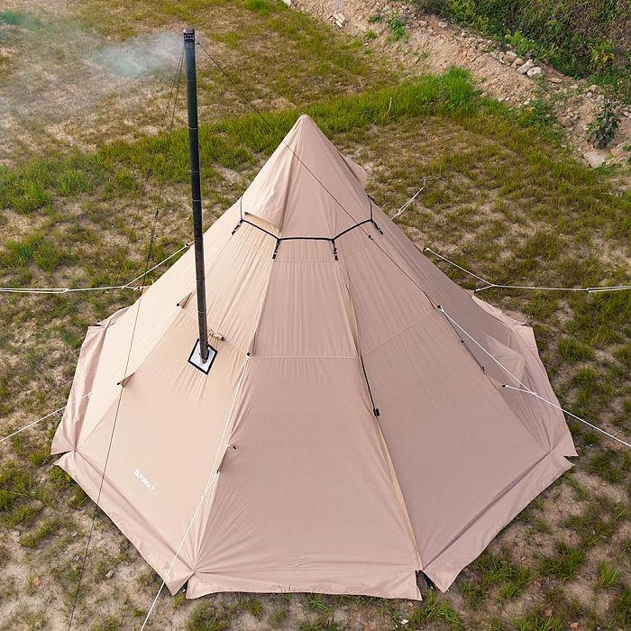 YARN Octa Canvas Hot Tent | 3-5 Person Tipi Tent with Wood Stove Jack for All Season Camping | POMOLY New Arrival