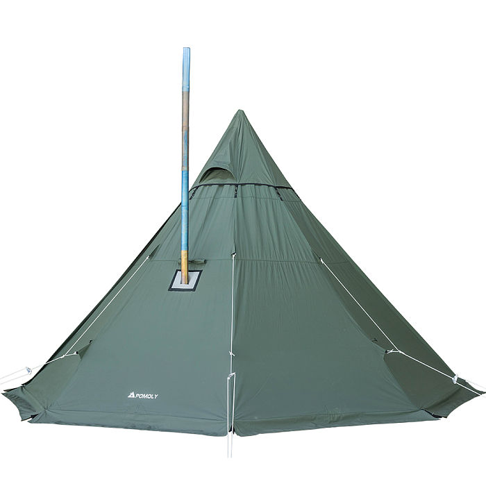 YARN Octa Canvas Hot Tent | 3-5 Person Tipi Tent with Wood Stove Jack for All Season Camping | POMOLY New Arrival