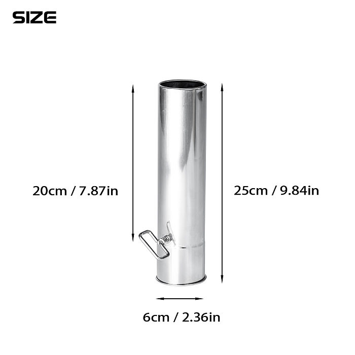 Φ2.36in x 9.84in (Φ6cm x 25cm) Airflow Controller Chimney Section | for Tent Stoves with 2.36in / 6cm Diameter Chimney | POMOLY