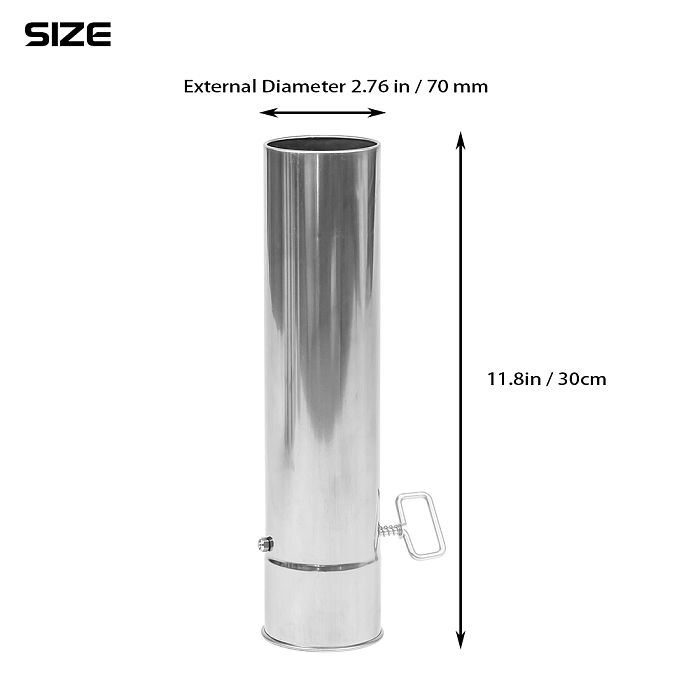 Φ2.76in x 11.8in (Φ7cm x 30cm) Airflow Controller Chimney Section | for Tent Stoves with 2.76in / 7cm Diameter Chimney Pipes | POMOLY