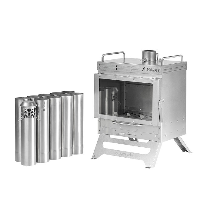 Dweller-Ti Titanium Wood Stove | Segmented Titanium Chimney Version | POMOLY & GREEN STOVE New Arrival