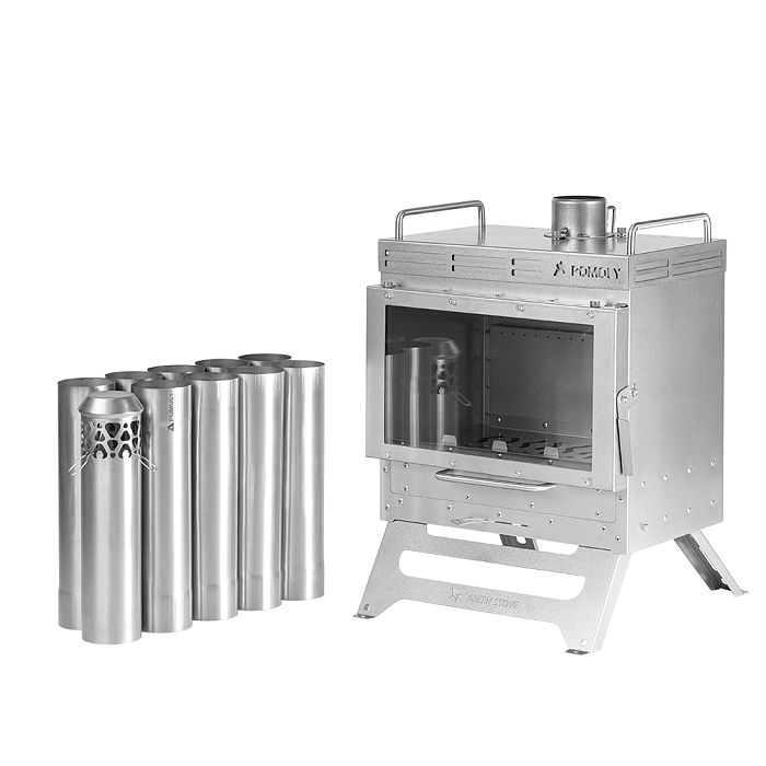 Dweller-Ti Titanium Wood Stove | Segmented Titanium Chimney Version | POMOLY & GREEN STOVE New Arrival