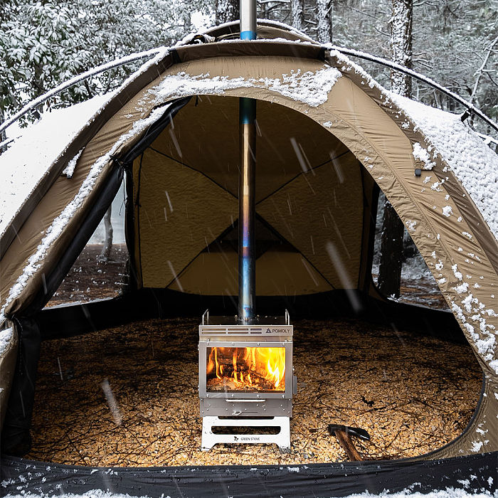 Dweller-Ti Titanium Wood Stove | Segmented Titanium Chimney Version | POMOLY & GREEN STOVE New Arrival