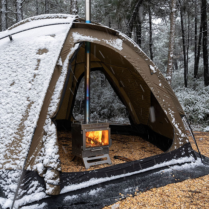 Dweller-Ti Titanium Wood Stove | Segmented Titanium Chimney Version | POMOLY & GREEN STOVE New Arrival
