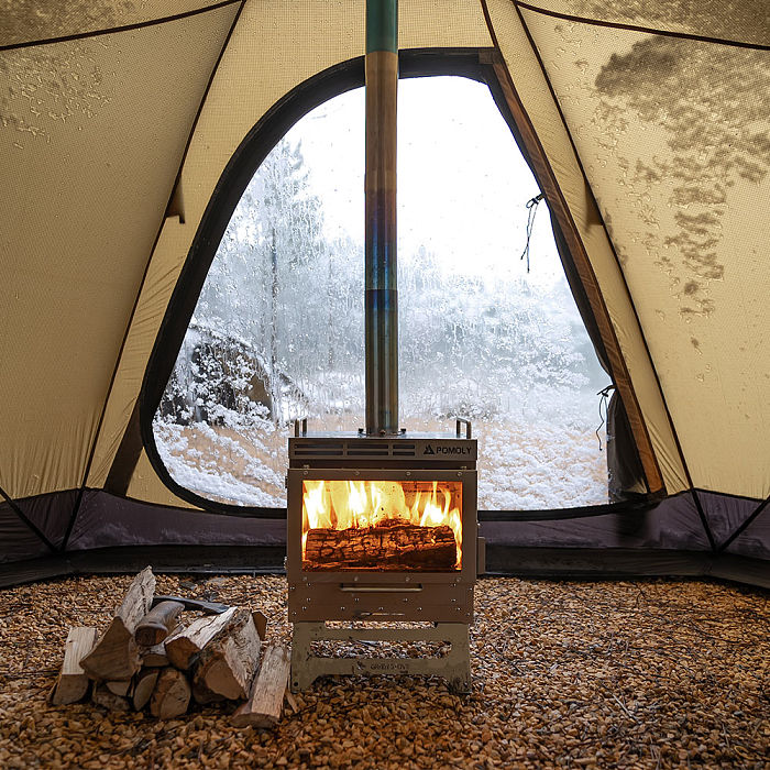 Dweller-Ti Titanium Wood Stove | Segmented Titanium Chimney Version | POMOLY & GREEN STOVE New Arrival